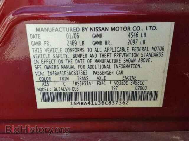 2006 NISSAN MAXIMA - VIN: 1N4BA41E36C837362 - Фото 10