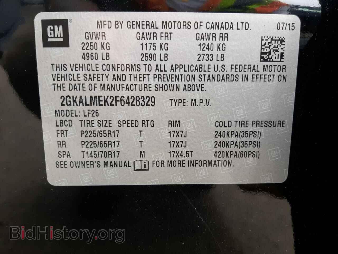 2015 GMC TERRAIN - VIN: 2GKALMEK2F6428329 - Photo 10