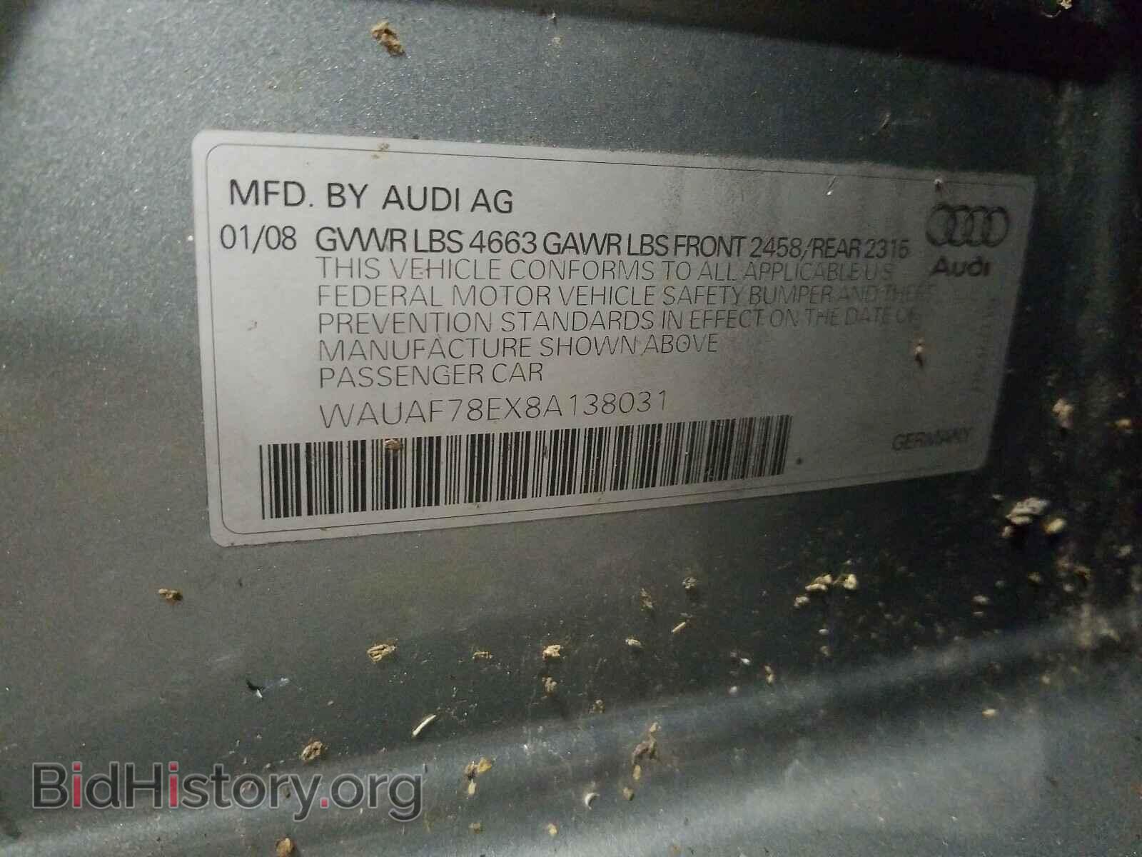 2008 AUDI A4 - VIN: WAUAF78EX8A138031 - Фото 10