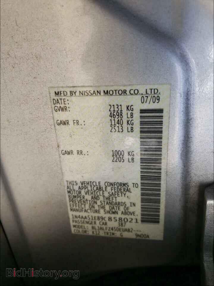 2009 NISSAN MAXIMA - VIN: 1N4AA51E89C858021 - Photo 10
