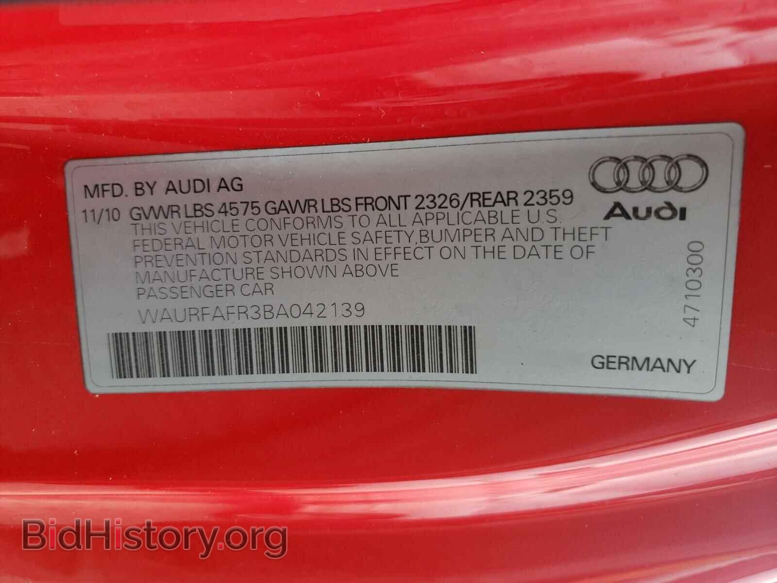 2011 AUDI A5 - VIN: WAURFAFR3BA042139 - Фото 10