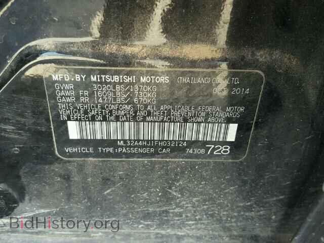 2015 MITSUBISHI MIRAGE - VIN: ML32A4HJ1FH032124 - Фото 10
