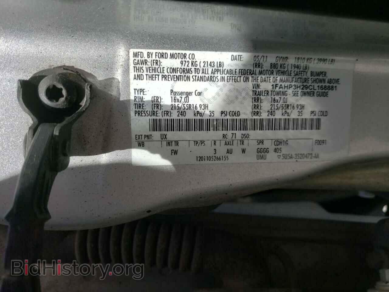 2012 FORD FOCUS - VIN: 1FAHP3H29CL168881 - Фото 10