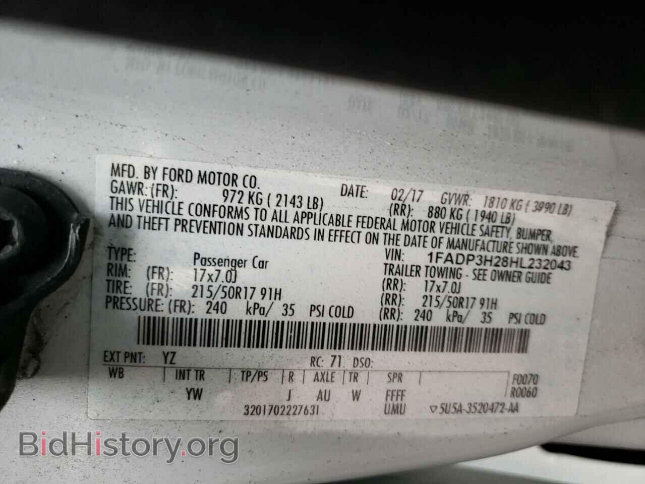2017 FORD FOCUS - VIN: 1FADP3H28HL232043 - Фото 10