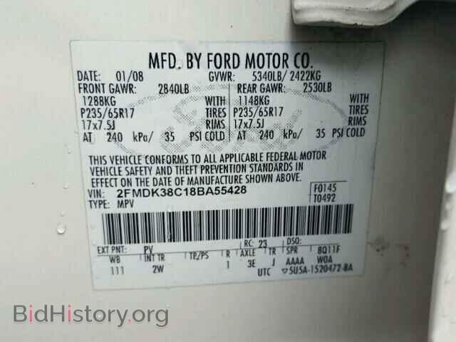 2008 FORD EDGE - VIN: 2FMDK38C18BA55428 - Фото 10