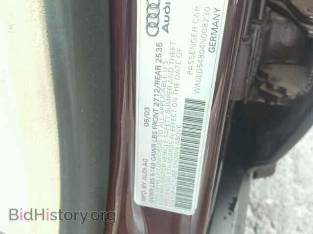 2004 AUDI A6 - VIN: WAULD54B04N008230 - Фото 9