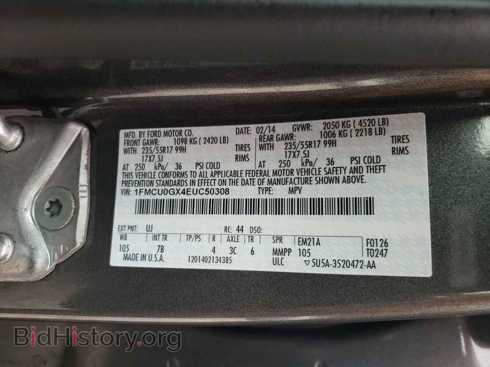 2014 FORD ESCAPE - VIN: 1FMCU0GX4EUC50308 - Photo 10