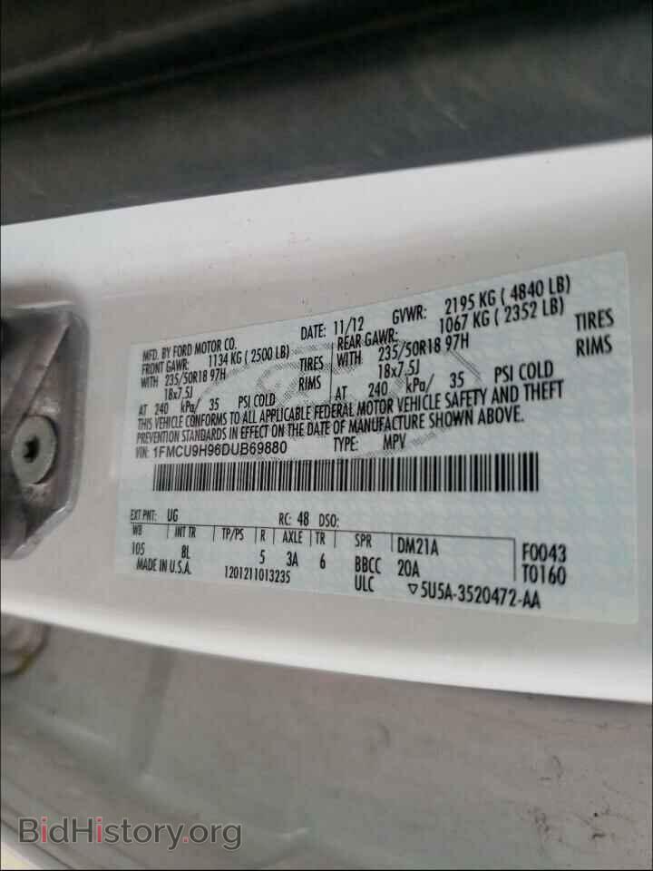 2013 FORD ESCAPE - VIN: 1FMCU9H96DUB69880 - Фото 10