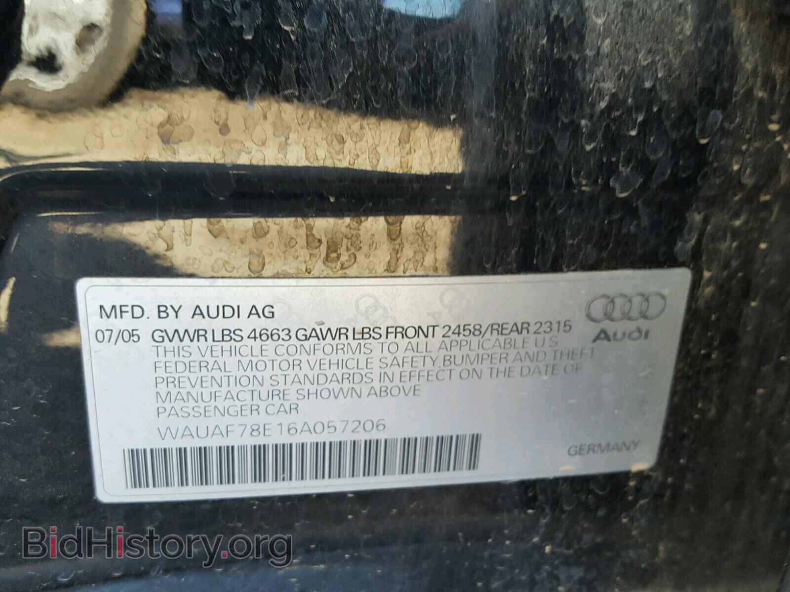2006 AUDI A4 - VIN: WAUAF78E16A057206 - Photo 10