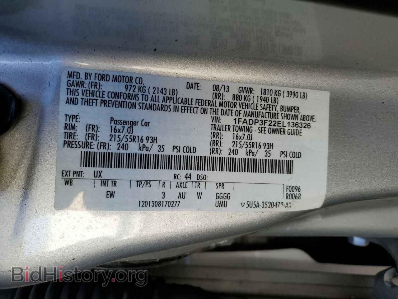 2014 FORD FOCUS - VIN: 1FADP3F22EL136326 - Фото 13