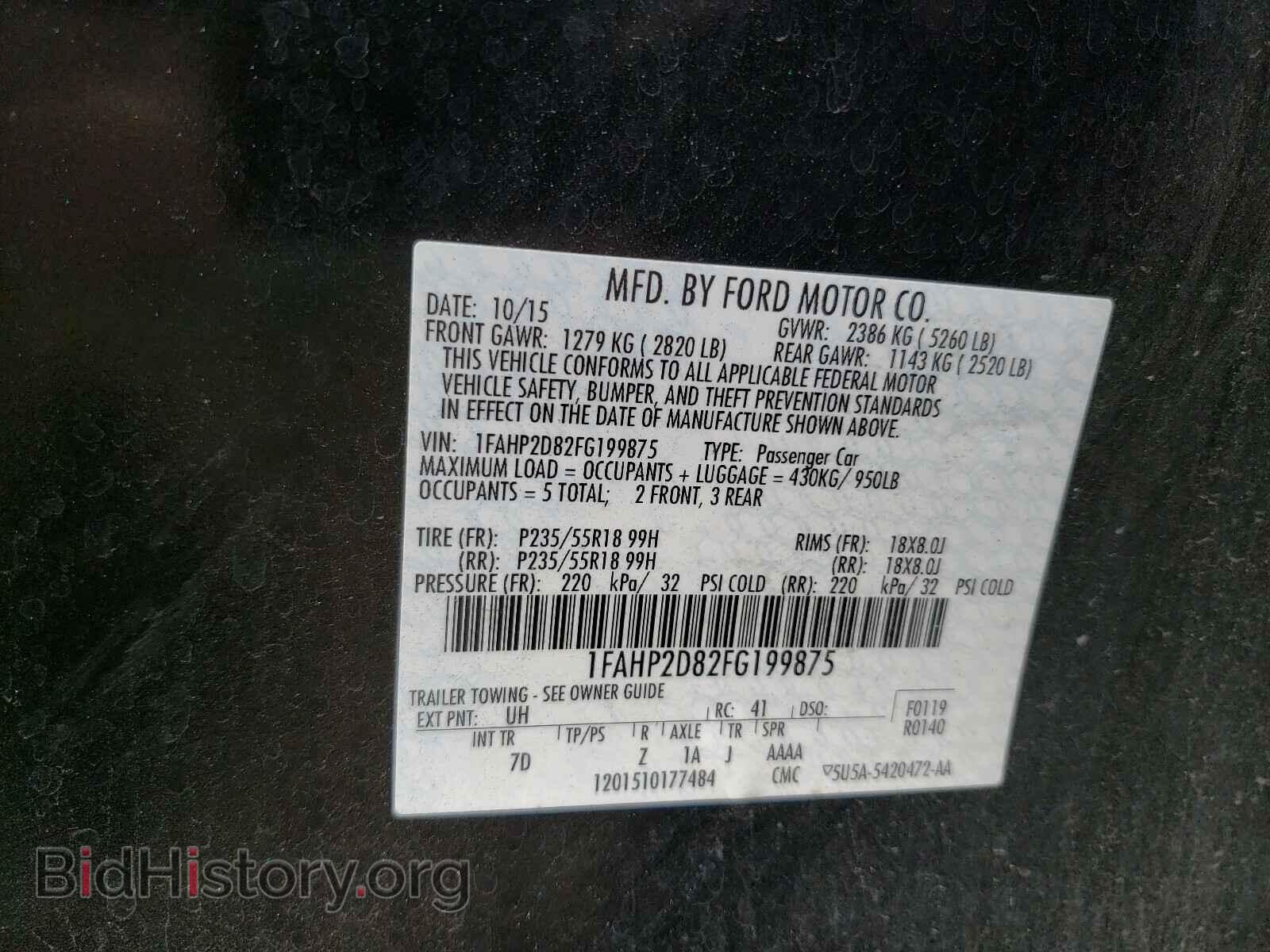 2015 FORD TAURUS - VIN: 1FAHP2D82FG199875 - Photo 10