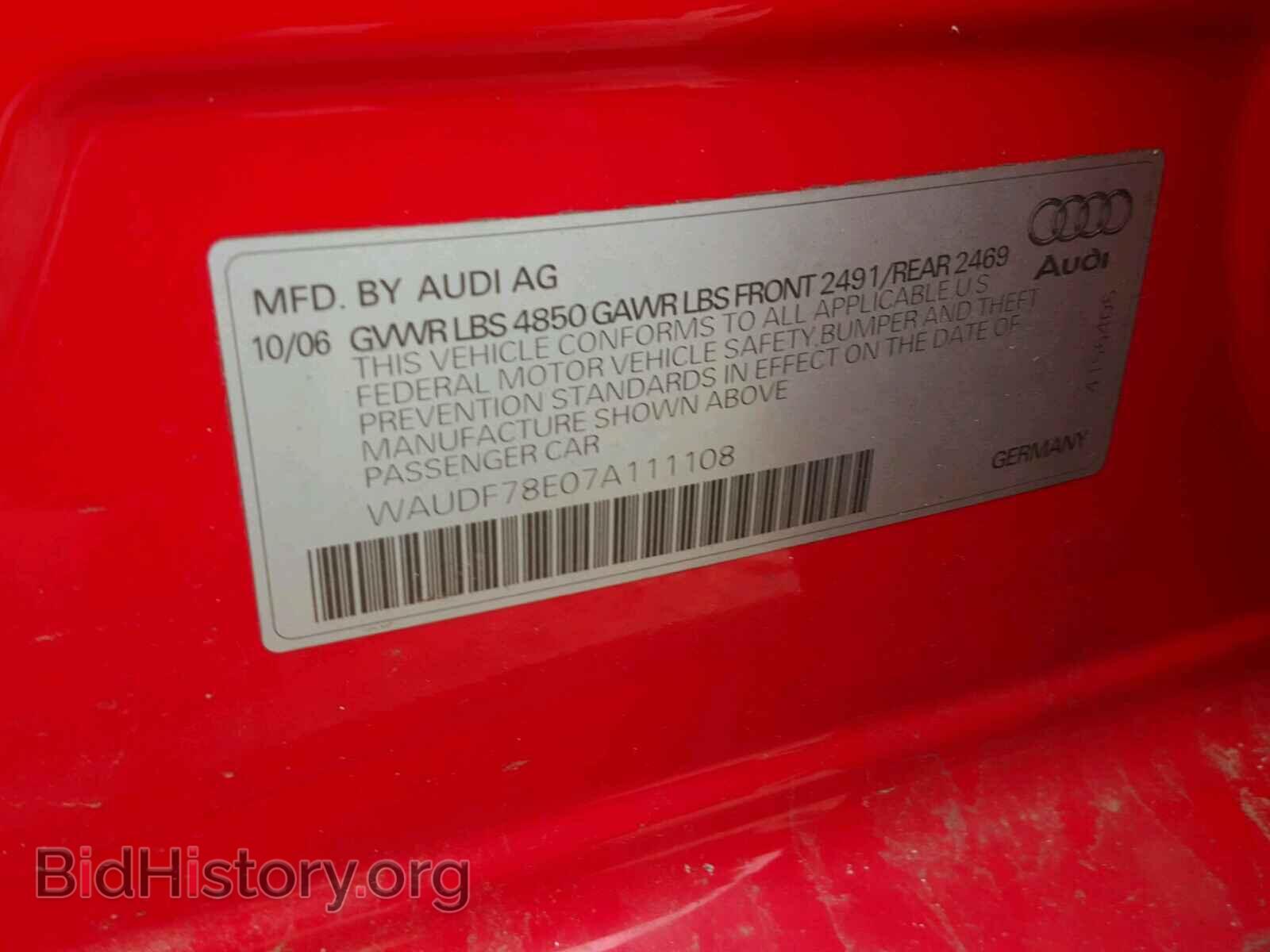 2007 AUDI A4 - VIN: WAUDF78E07A111108 - Photo 10