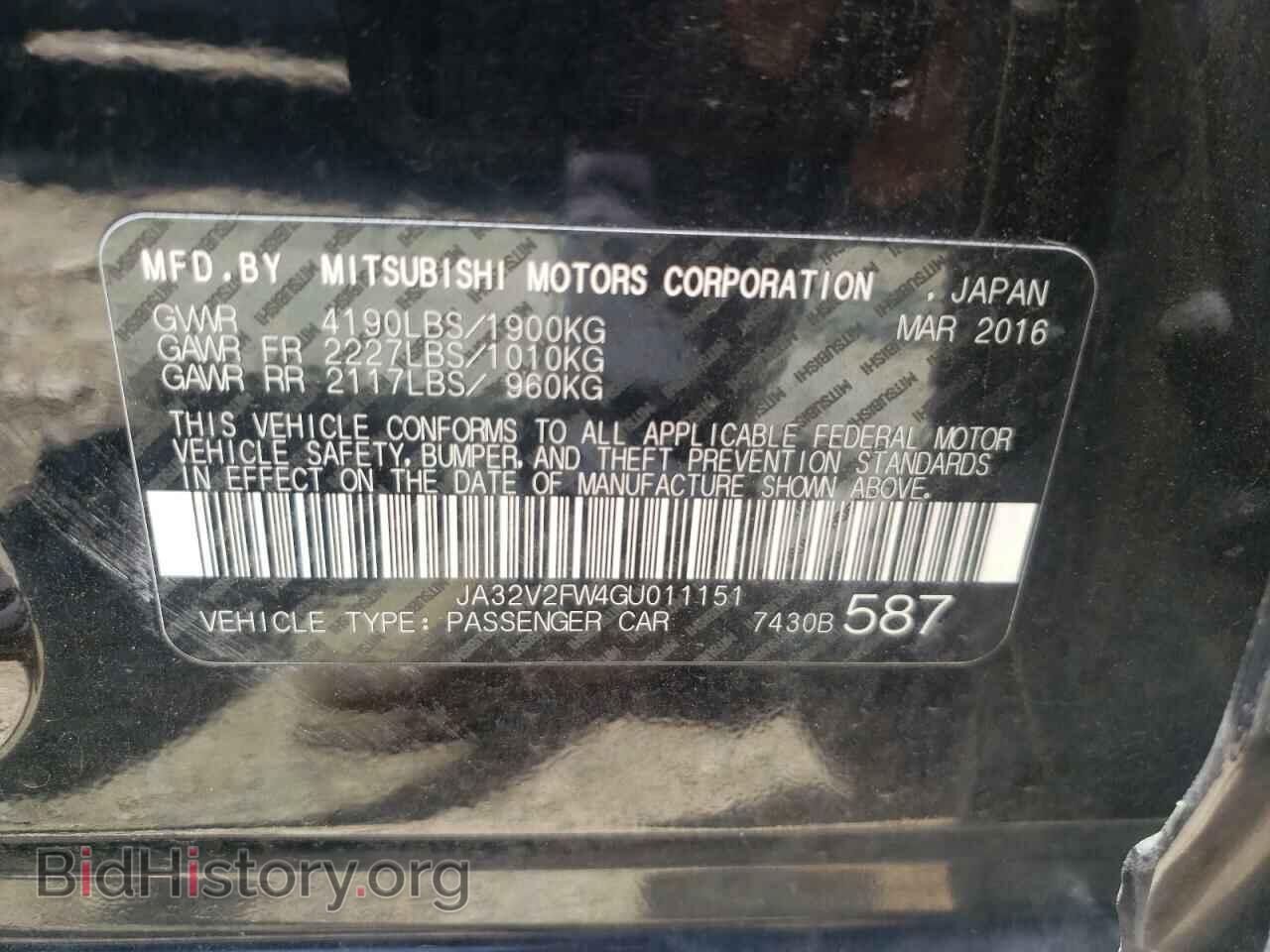 2016 MITSUBISHI LANCER - VIN: JA32V2FW4GU011151 - Фото 10