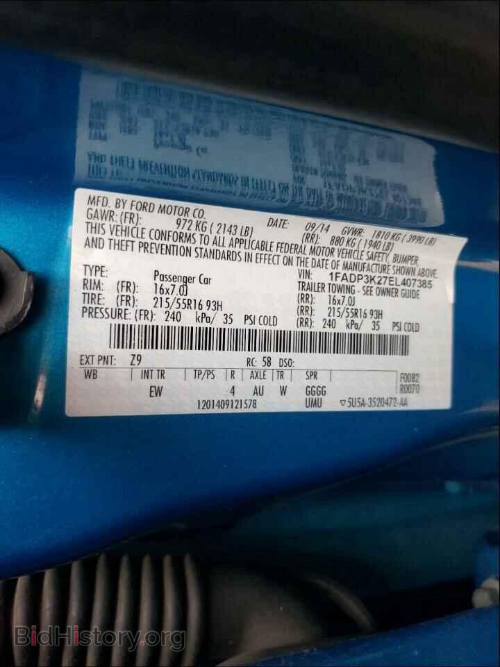 2014 FORD FOCUS - VIN: 1FADP3K27EL407385 - Фото 10