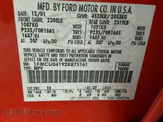 2002 FORD ESCAPE - VIN: 1FMCU04192KB75161 - Фото 10