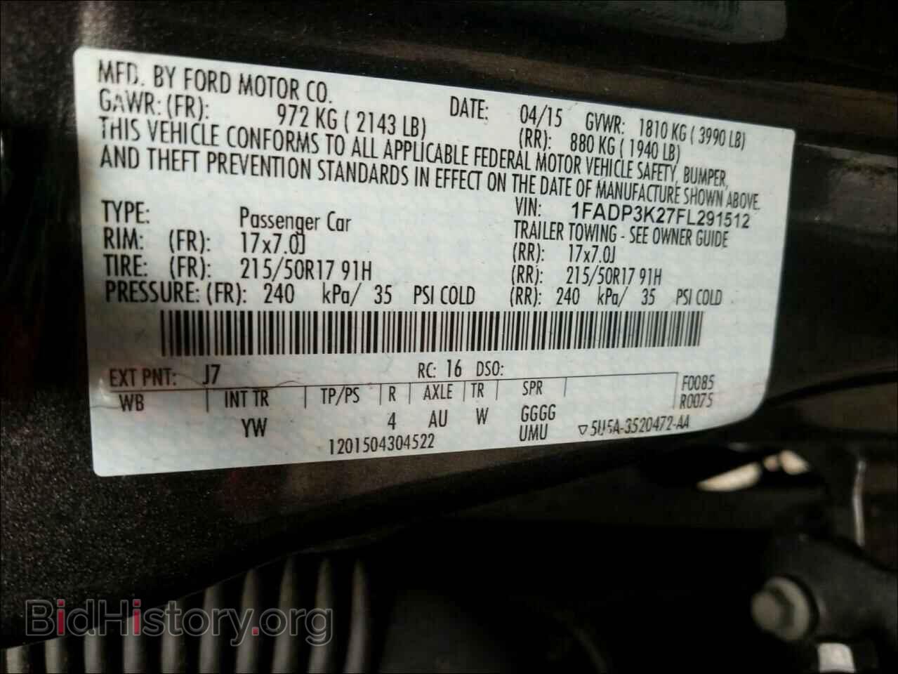 2015 FORD FOCUS - VIN: 1FADP3K27FL291512 - Фото 10