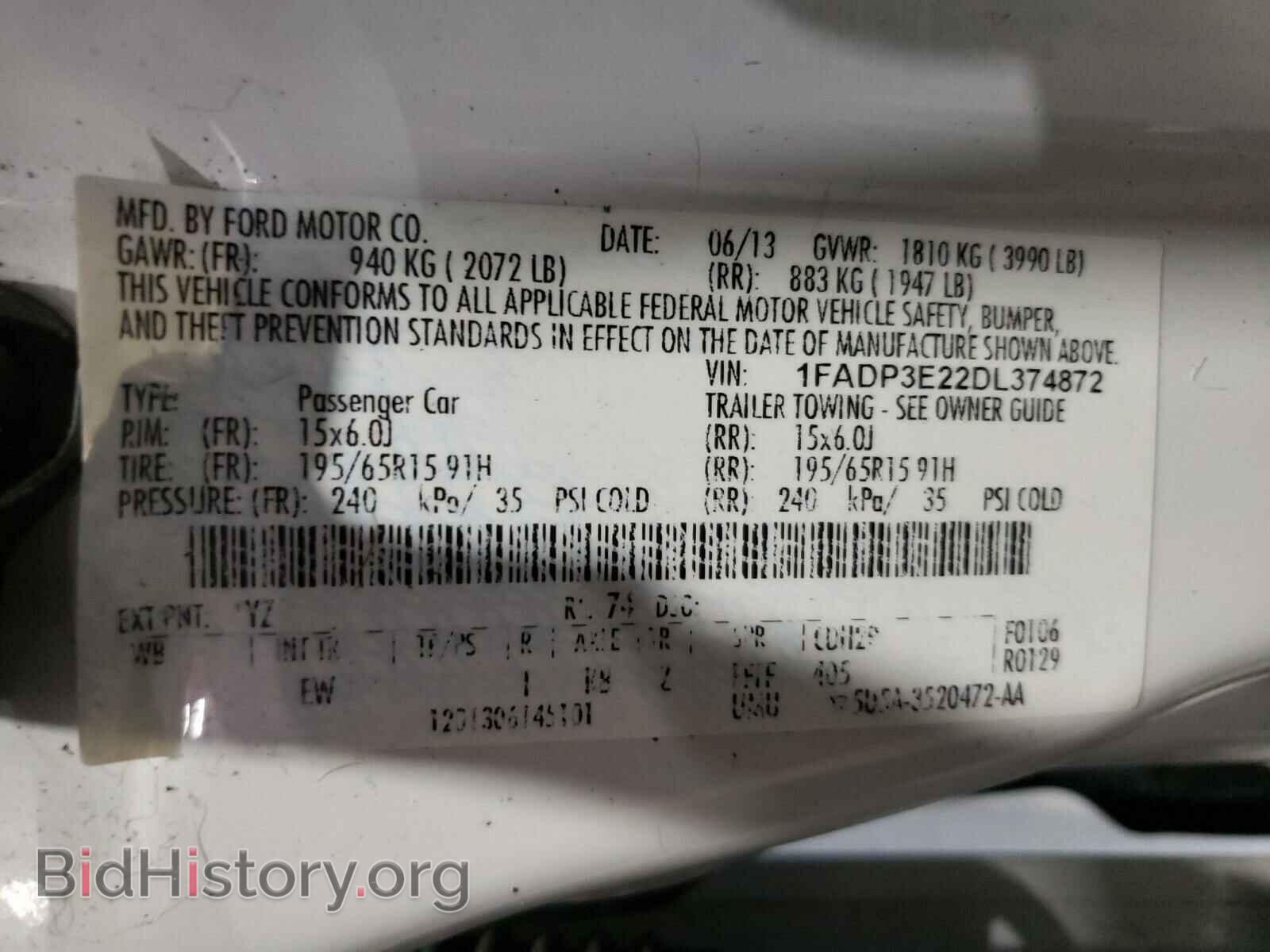 2013 FORD FOCUS - VIN: 1FADP3E22DL374872 - Фото 10