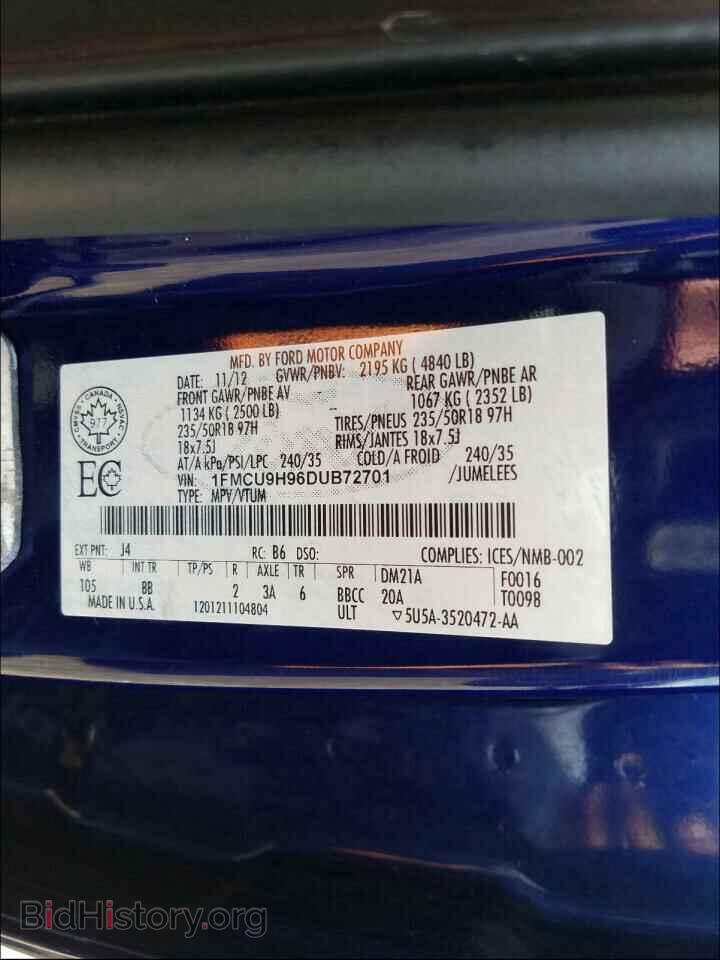 2013 FORD ESCAPE - VIN: 1FMCU9H96DUB72701 - Фото 10