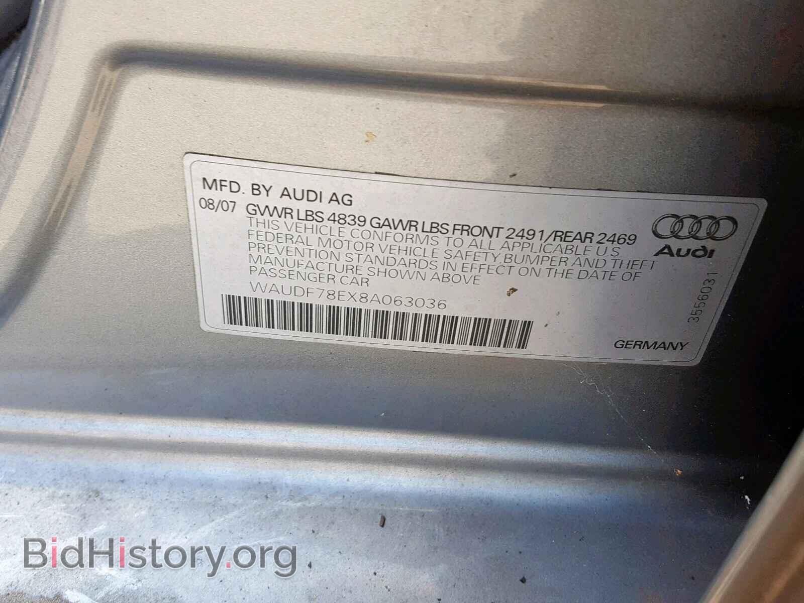 2008 AUDI A4 - VIN: WAUDF78EX8A063036 - Фото 10