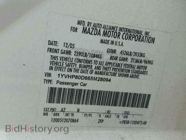 2006 MAZDA 6 - VIN: 1YVHP80D665M28094 - Photo 10
