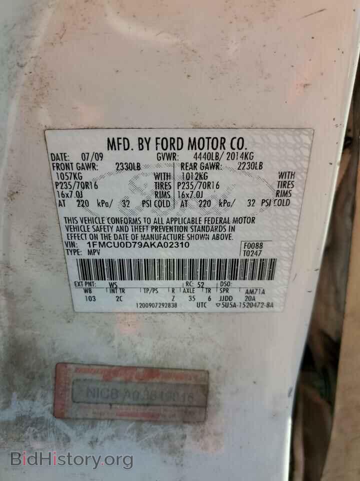 2010 FORD ESCAPE - VIN: 1FMCU0D79AKA02310 - Фото 12
