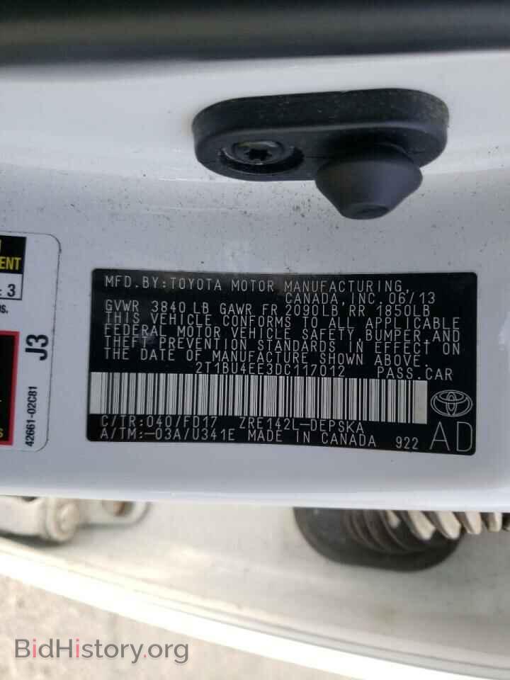 2013 TOYOTA COROLLA - VIN: 2T1BU4EE3DC117012 - Фото 10