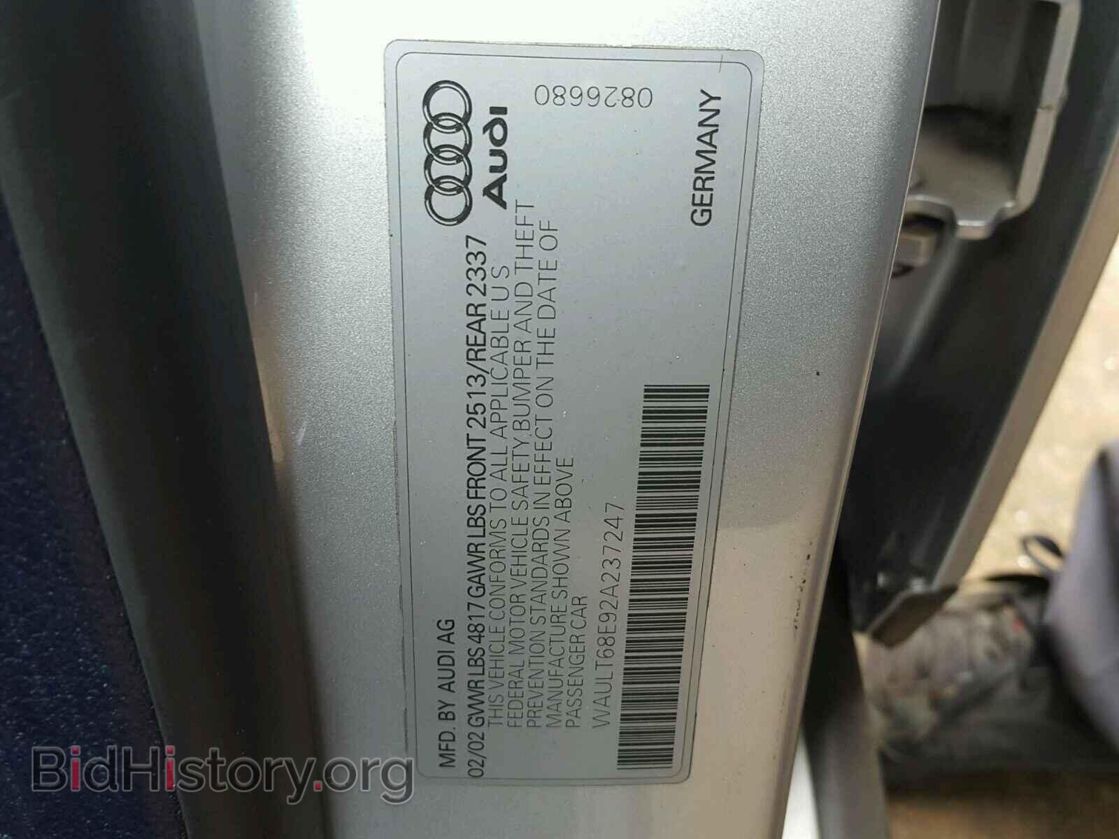 2002 AUDI A4 - VIN: WAULT68E92A237247 - Photo 10