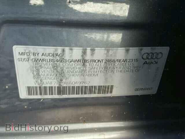 2008 AUDI A4 - VIN: WAUAF78E98A049762 - Фото 10