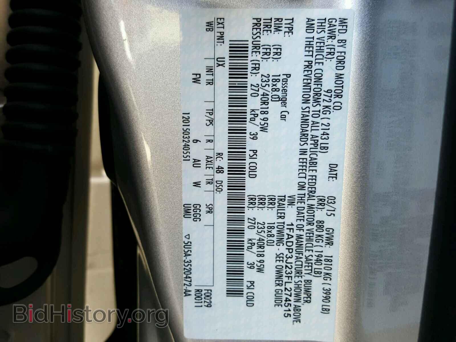 2015 FORD FOCUS - VIN: 1FADP3J23FL274515 - Фото 10