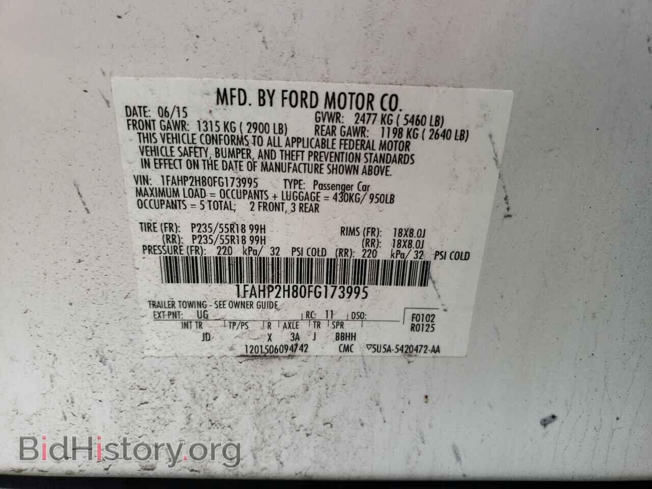 2015 FORD TAURUS - VIN: 1FAHP2H80FG173995 - Фото 10