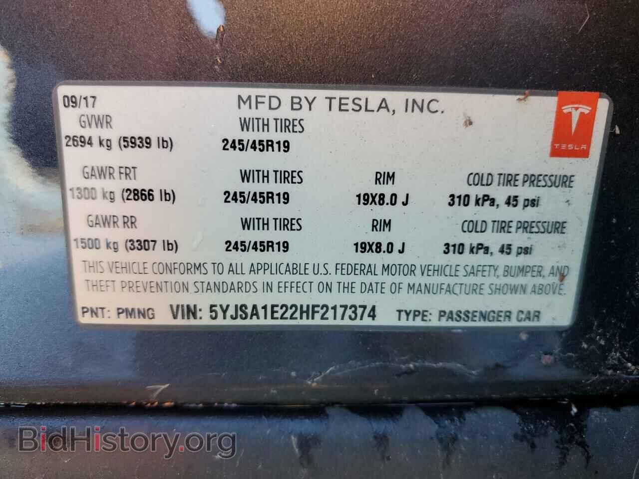 2017 TESLA MODEL S - VIN: 5YJSA1E22HF217374 - Photo 14