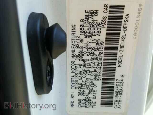 2012 TOYOTA COROLLA - VIN: 5YFBU4EE8CP015591 - Фото 10