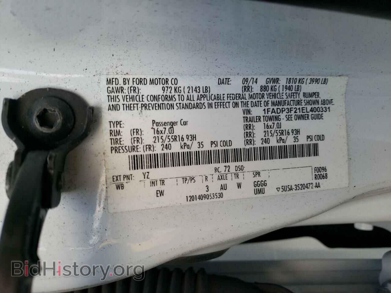 2014 FORD FOCUS - VIN: 1FADP3F21EL400331 - Фото 12