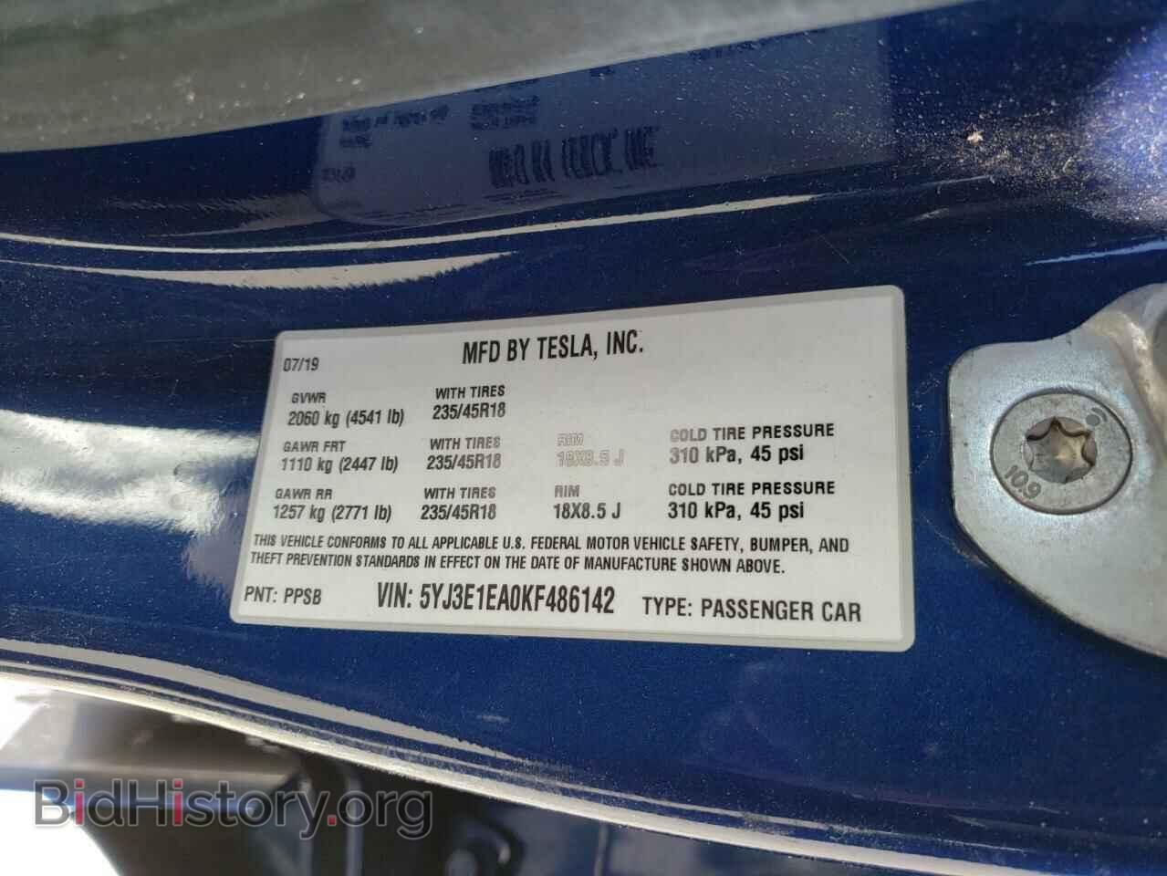2019 TESLA MODEL 3 - VIN: 5YJ3E1EA0KF486142 - Photo 10