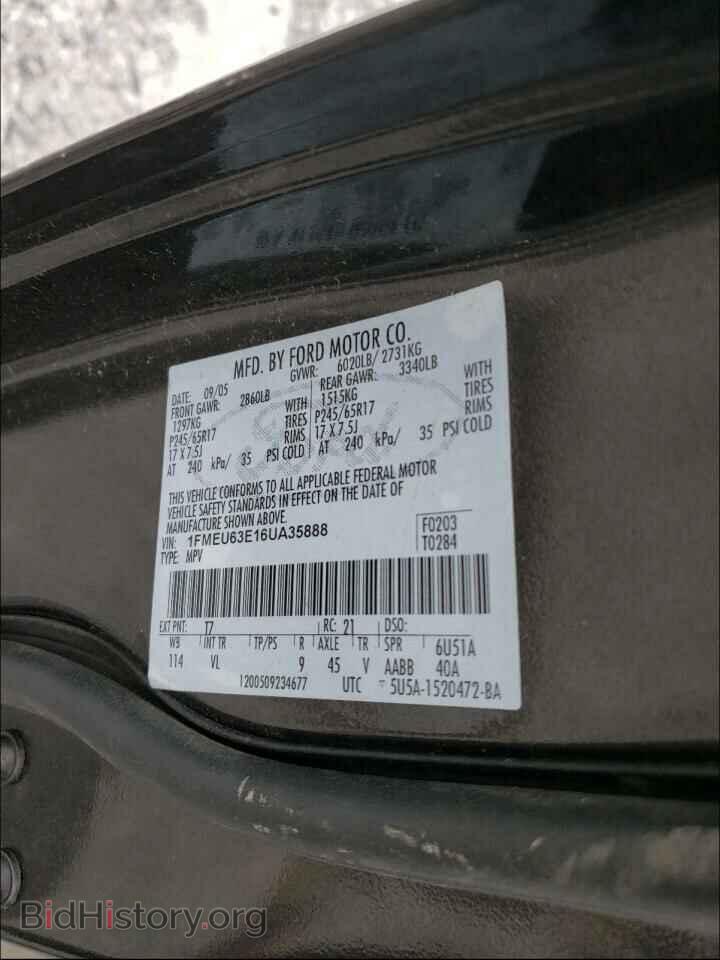 2006 FORD EXPLORER - VIN: 1FMEU63E16UA35888 - Фото 10