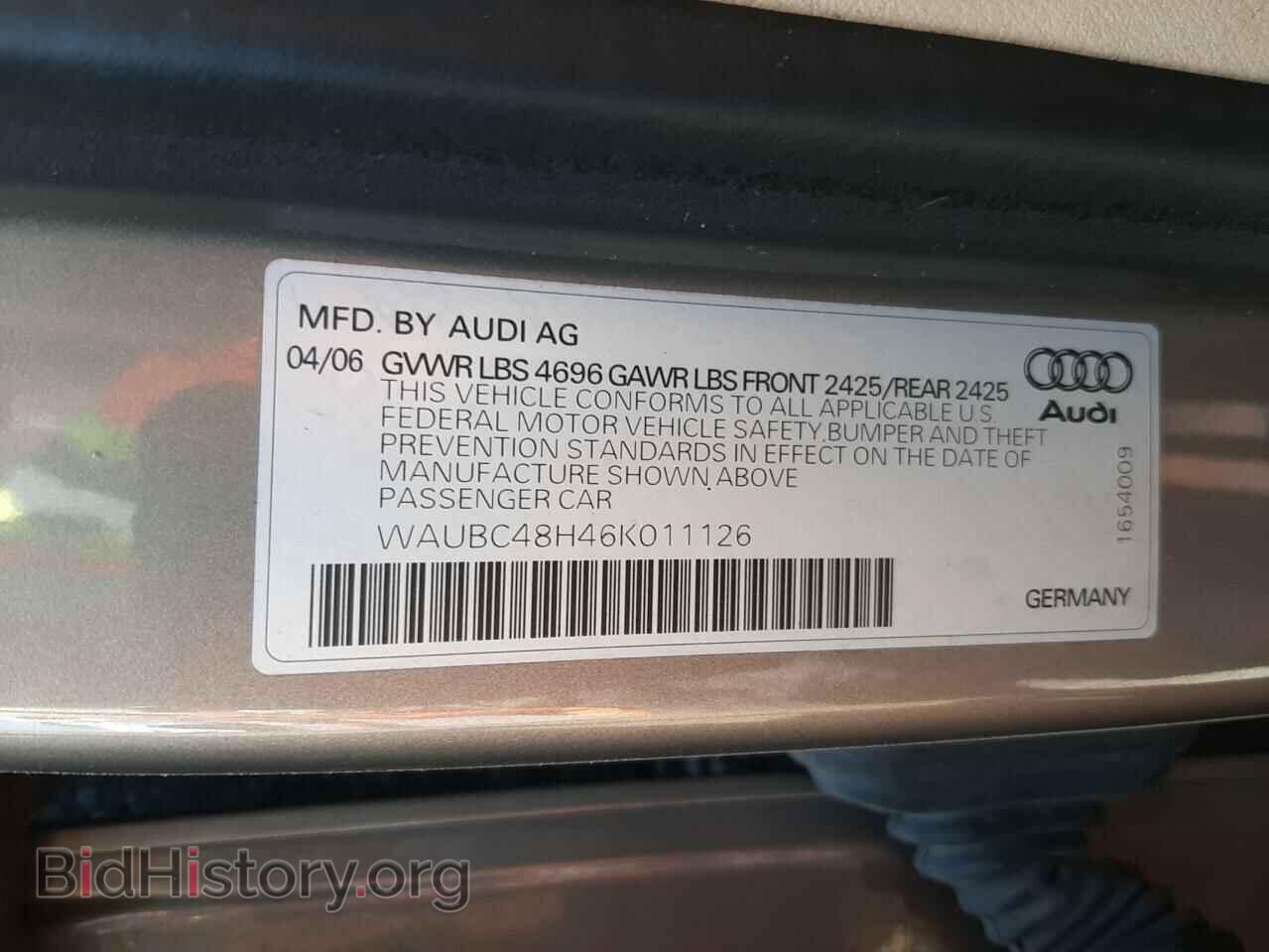2006 AUDI A4 - VIN: WAUBC48H46K011126 - Фото 10
