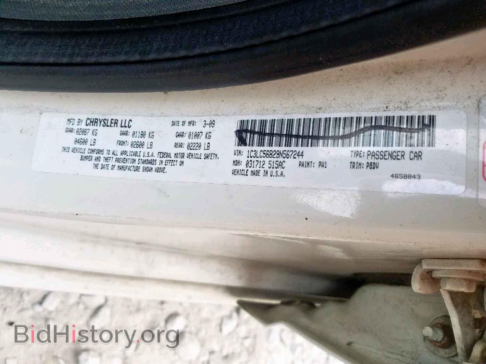 2009 CHRYSLER SEBRING - VIN: 1C3LC56B29N567244 - Фото 10
