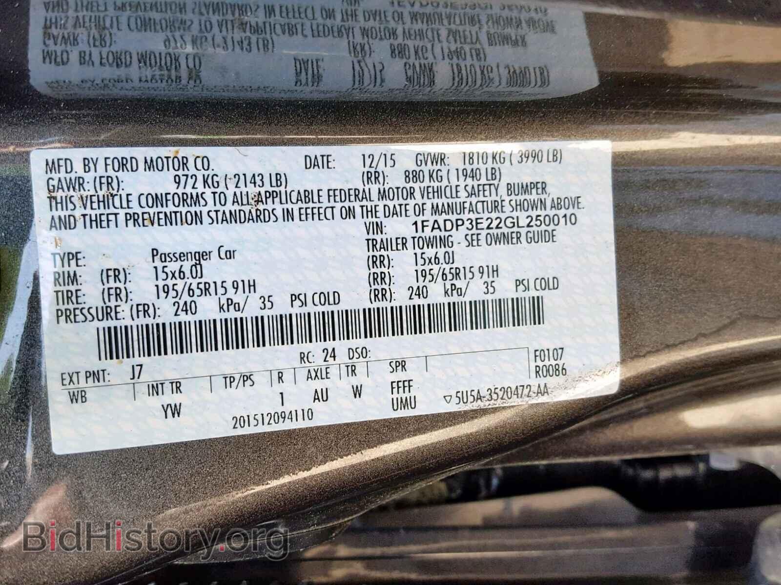 2016 FORD FOCUS - VIN: 1FADP3E22GL250010 - Фото 10