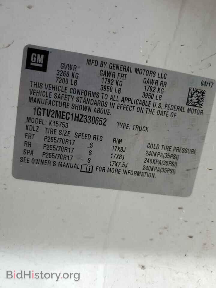 2017 GMC SIERRA - VIN: 1GTV2MEC1HZ330652 - Фото 12
