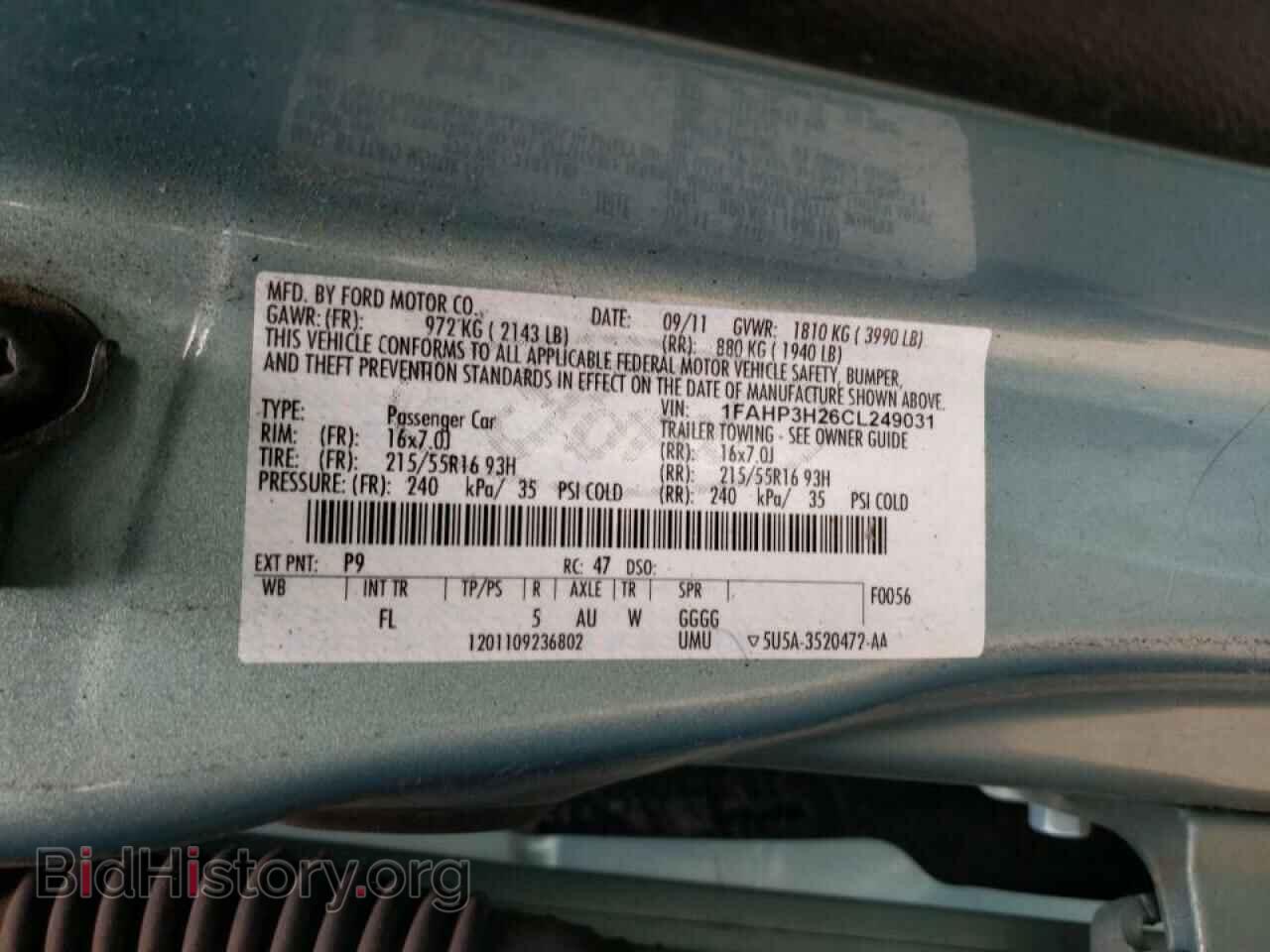 2012 FORD FOCUS - VIN: 1FAHP3H26CL249031 - Photo 10