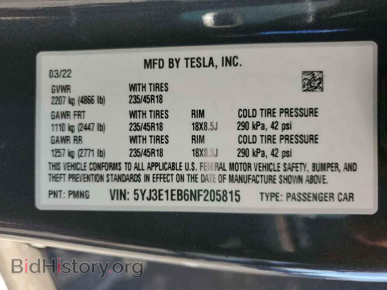 2022 TESLA MODEL 3 - VIN: 5YJ3E1EB6NF205815 - Photo 12