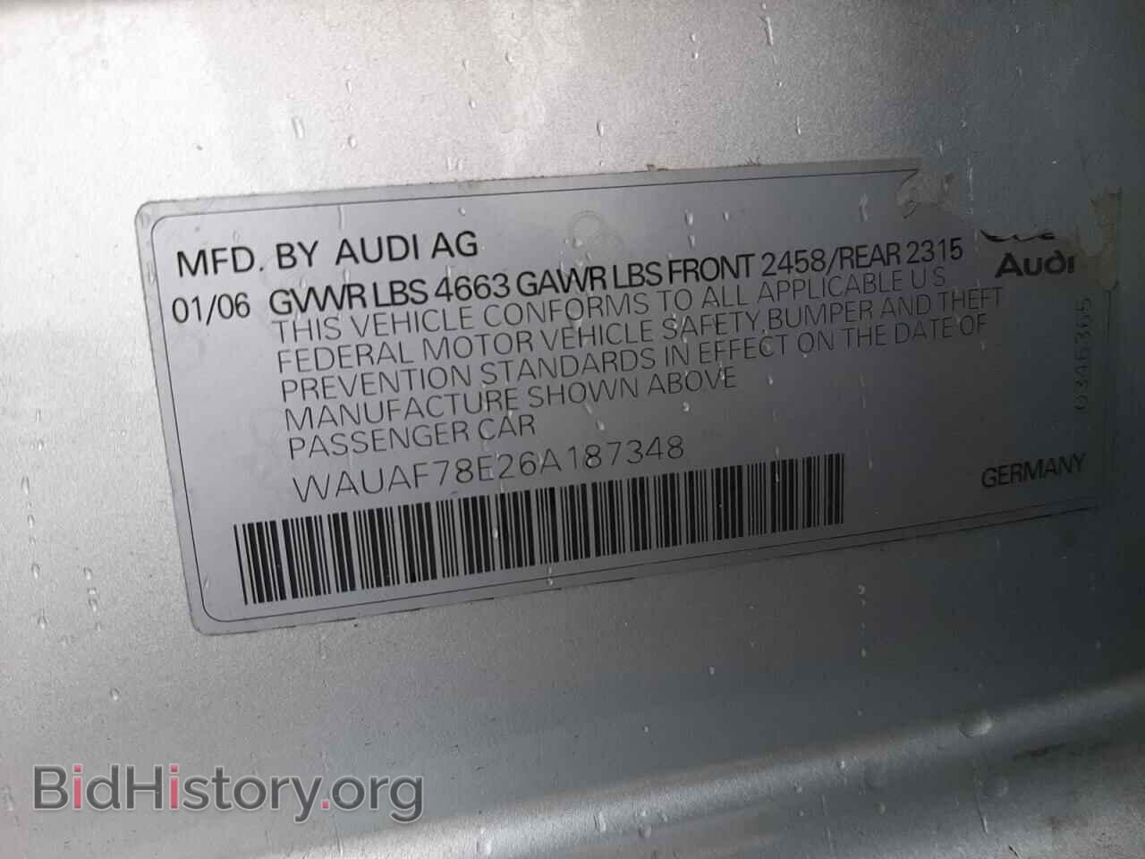 2006 AUDI A4 - VIN: WAUAF78E26A187348 - Фото 12