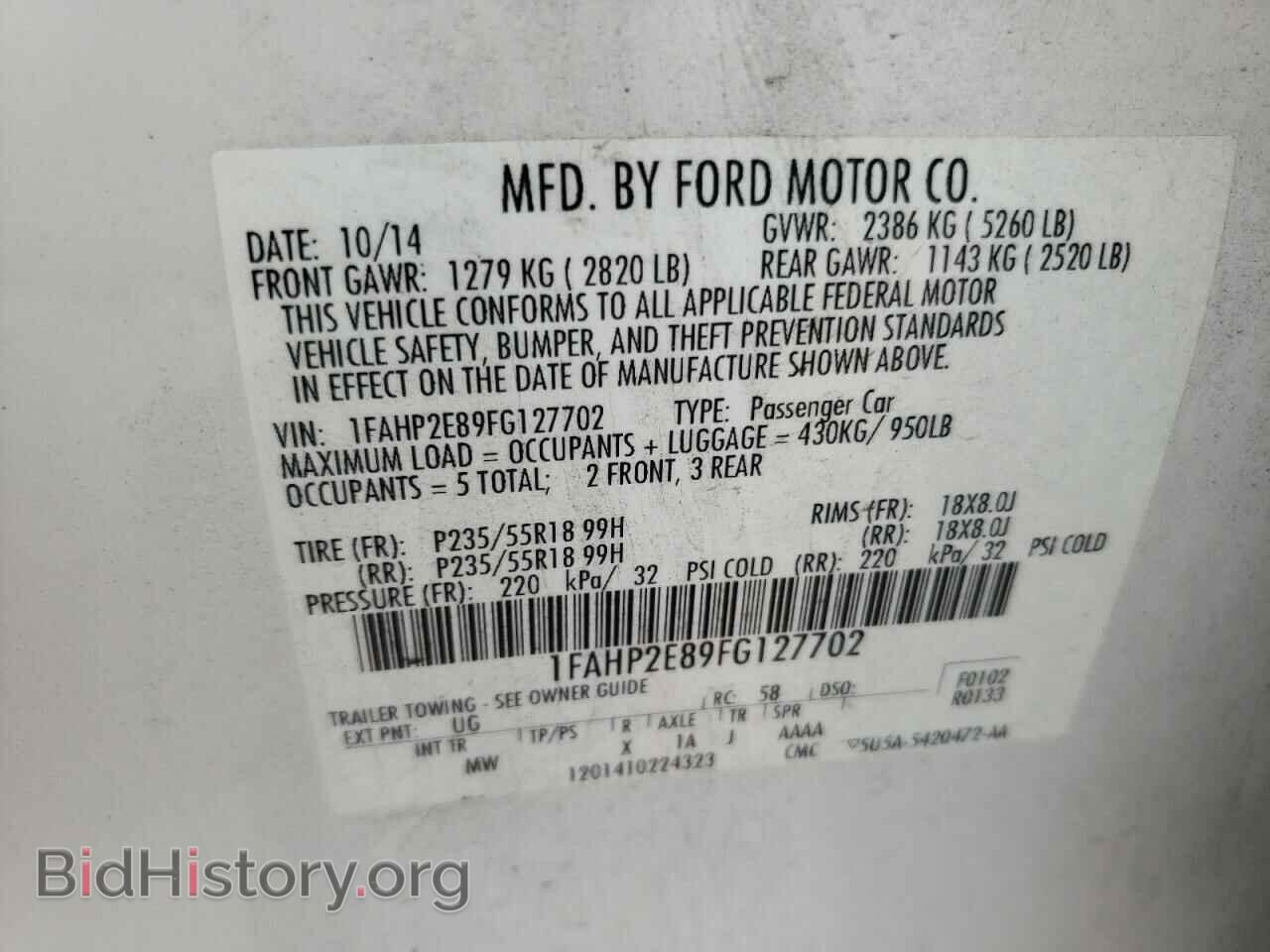 2015 FORD TAURUS - VIN: 1FAHP2E89FG127702 - Фото 10
