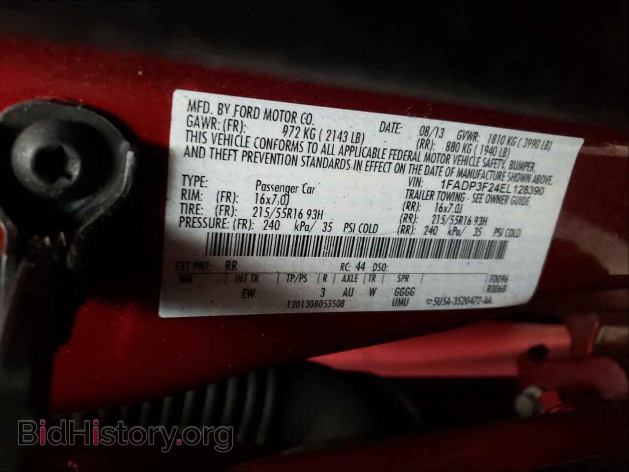 2014 FORD FOCUS - VIN: 1FADP3F24EL128390 - Фото 10