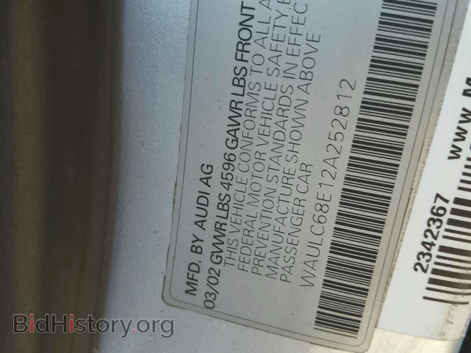 2002 AUDI A4 - VIN: WAULC68E12A252812 - Photo 10