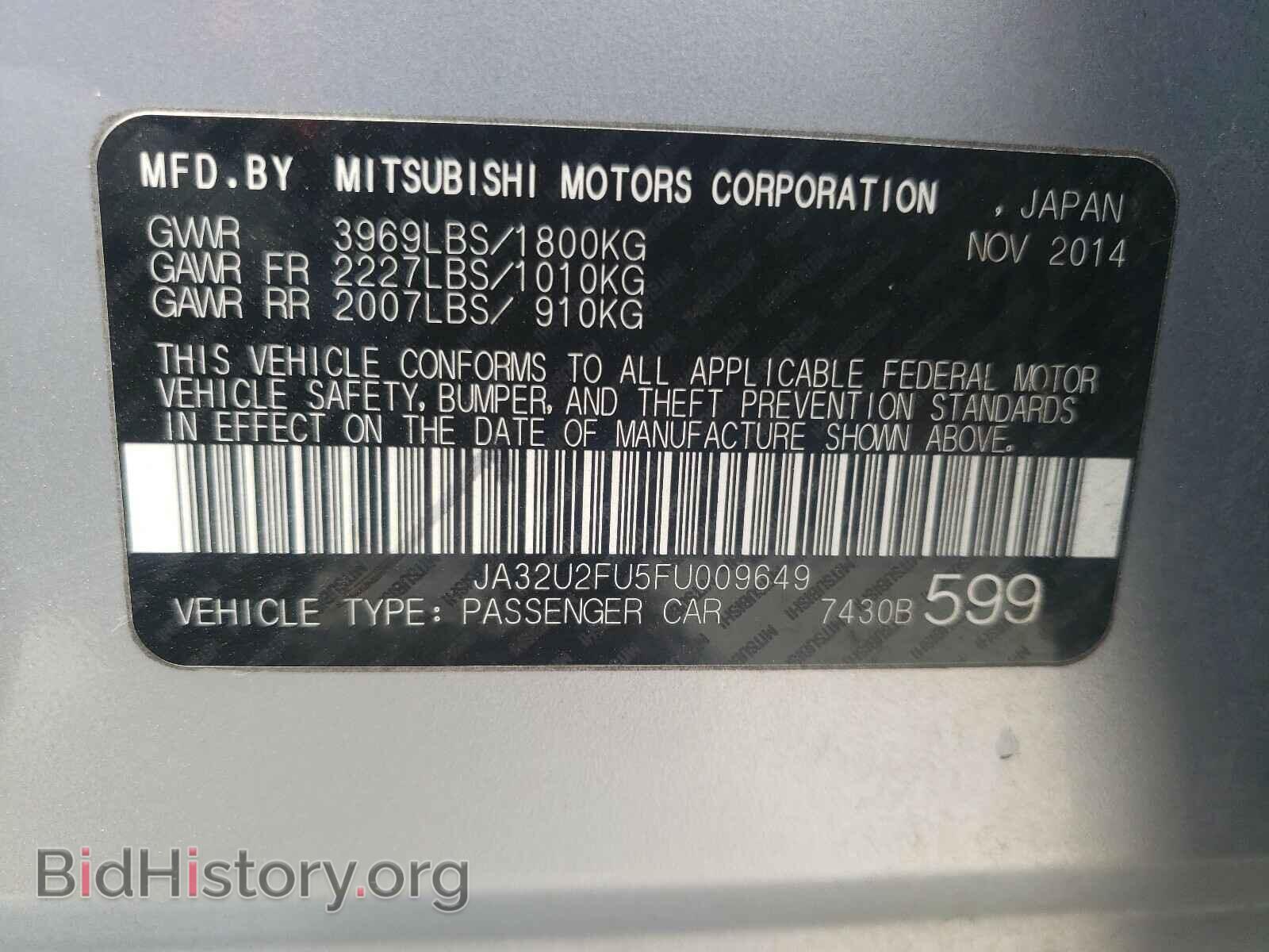 2015 MITSUBISHI LANCER - VIN: JA32U2FU5FU009649 - Фото 10