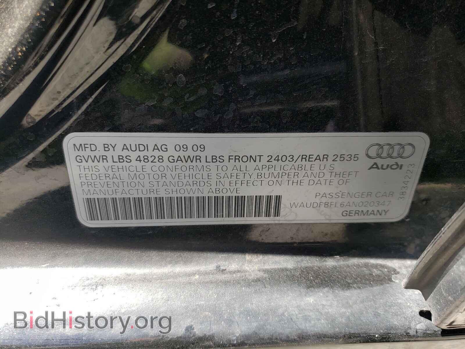 2010 AUDI A4 - VIN: WAUDFBFL6AN020347 - Фото 10