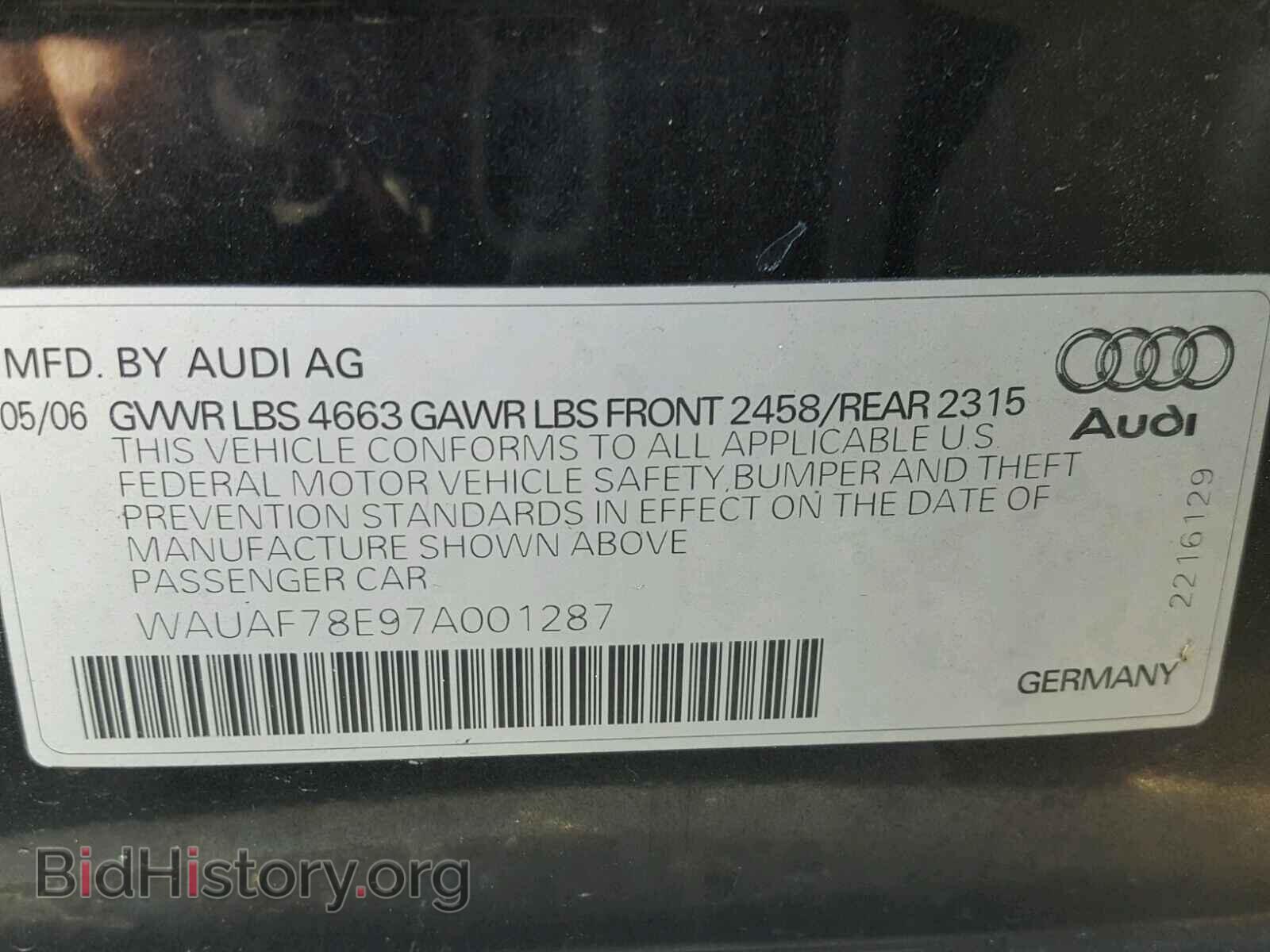 2007 AUDI A4 - VIN: WAUAF78E97A001287 - Photo 10