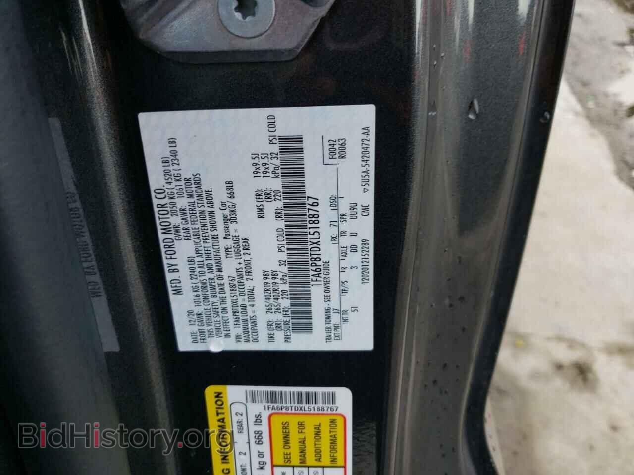 2020 FORD ALL Models - VIN: 1FA6P8TDXL5188767 - Фото 12