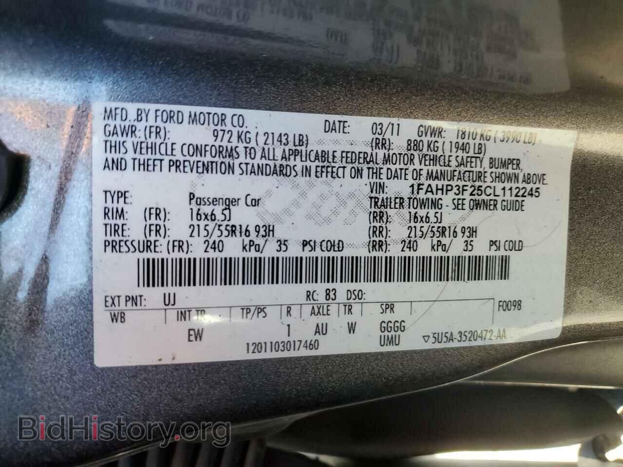 2012 FORD FOCUS - VIN: 1FAHP3F25CL112245 - Фото 12